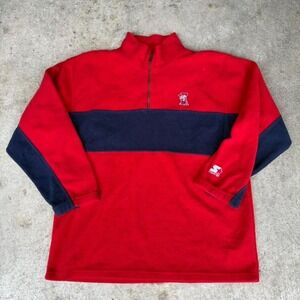 Vintage Starter Ole Miss Fleece Quarterzip Sweater sweatshirt Retro College‎ XL